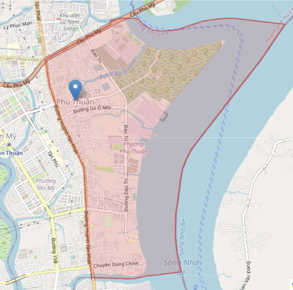 Sơ đồ sáp nhập phường Phú Thuận và một phần phường Phú Mỹ thành phường Phú Thuận mới