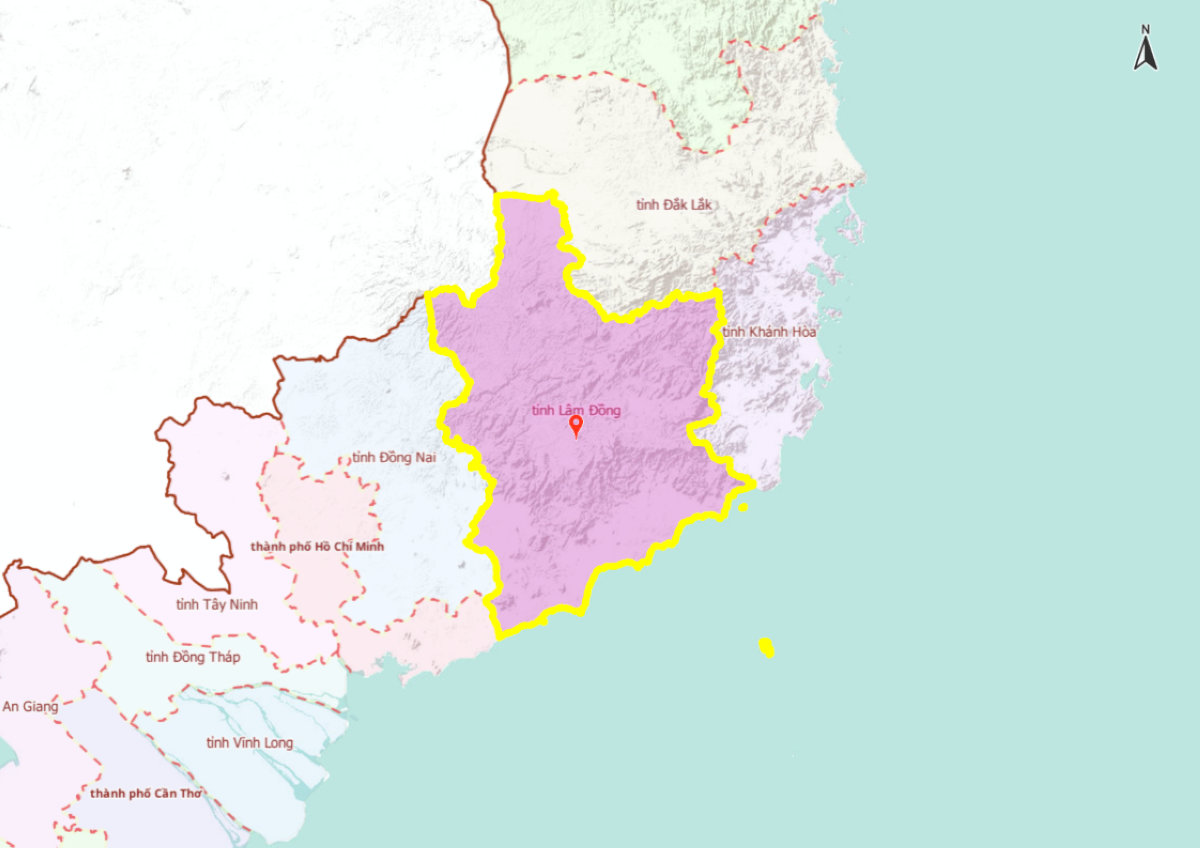 Hình ảnh bản đồ tỉnh Lâm Đồng sau sáp nhập