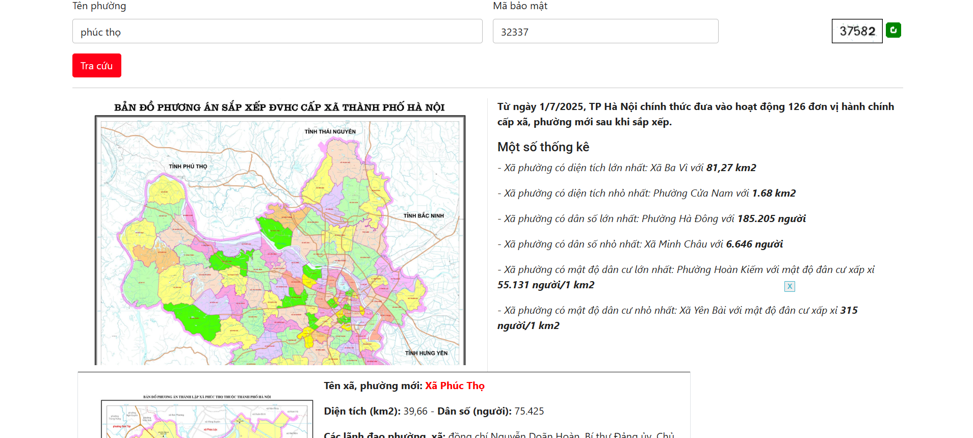 Cách tra cứu bản đồ minh họa khu vực huyện Phúc Thọ