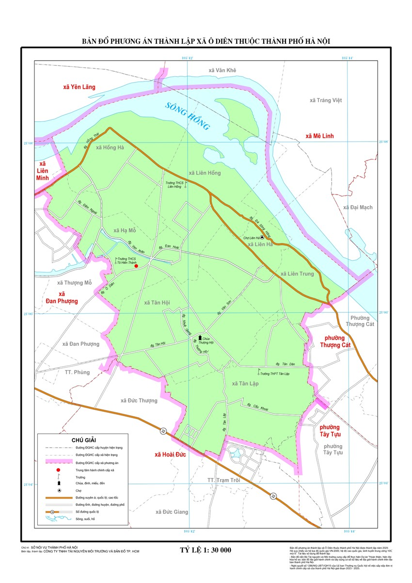 Hình ảnh bản đồ xã Ô Diên mới