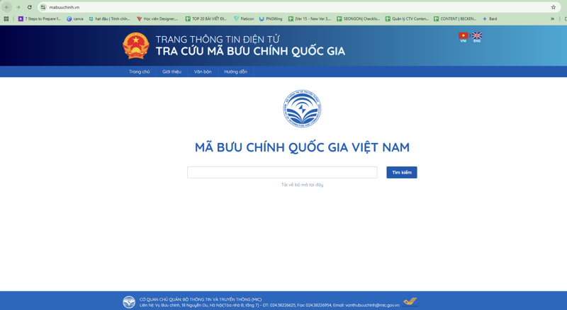 Truy cập trang web https://mabuuchinh.vn/ và điền thông tin địa chỉ cần tra cứu mã zip