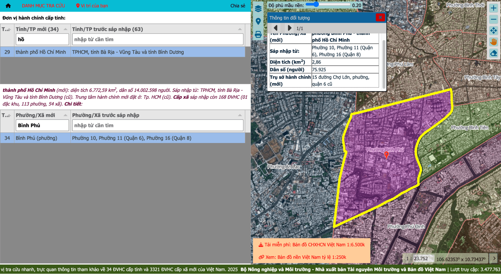 Tra cứu thông tin phường Bình Phú sau sáp nhập trên bản đồ số