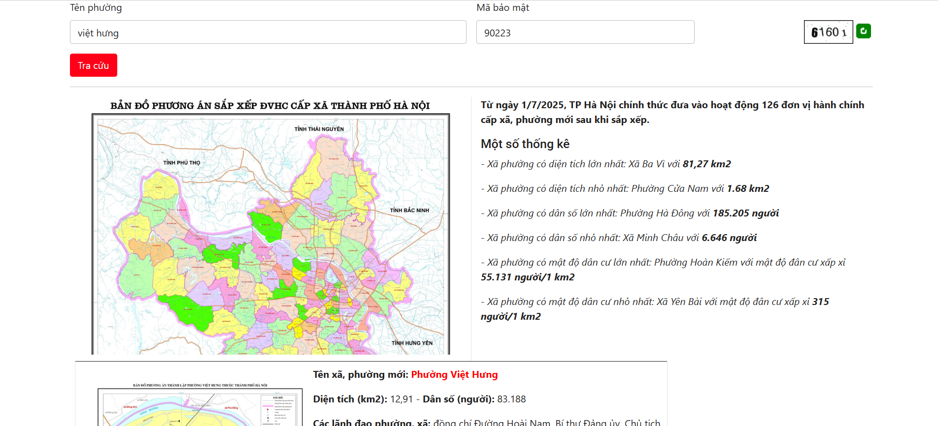 Tra cứu bản đồ minh họa khu vực phường Việt Hưng