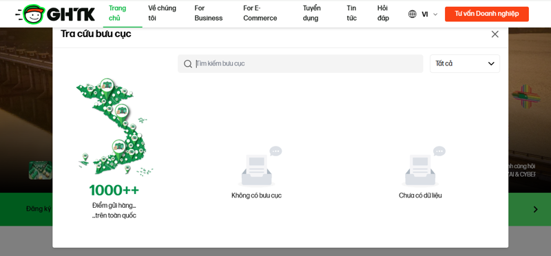 Khách hàng có thể tra cứu bưu cục gần nhất trực tiếp trên Website GHTK