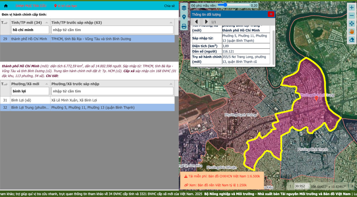Tra cứu thông tin phường Bình Lợi Trung sau sáp nhập trên bản đồ số