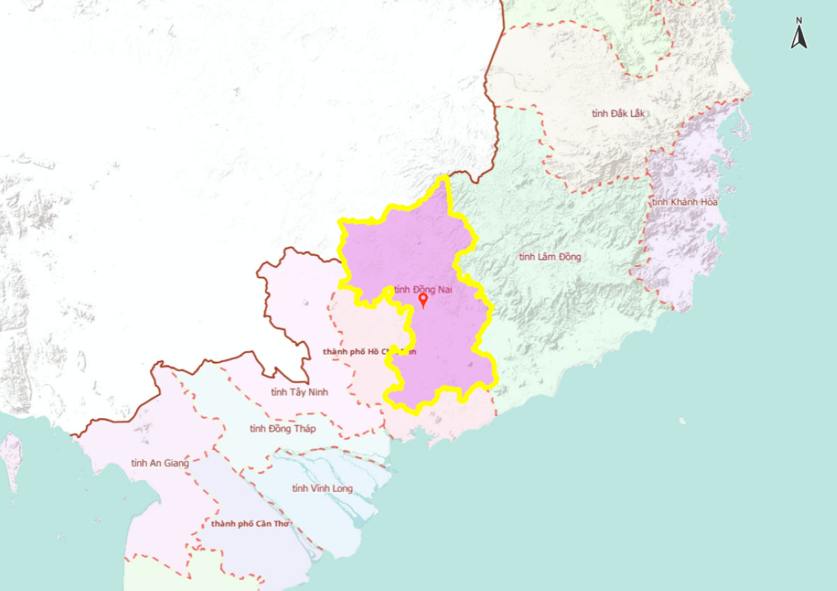 Hình ảnh bản đồ tỉnh Đồng Nai sau sáp nhập