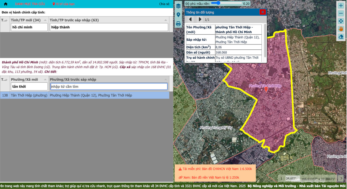 Tra cứu thông tin phường Hiệp Thành sau sáp nhập trên bản đồ số