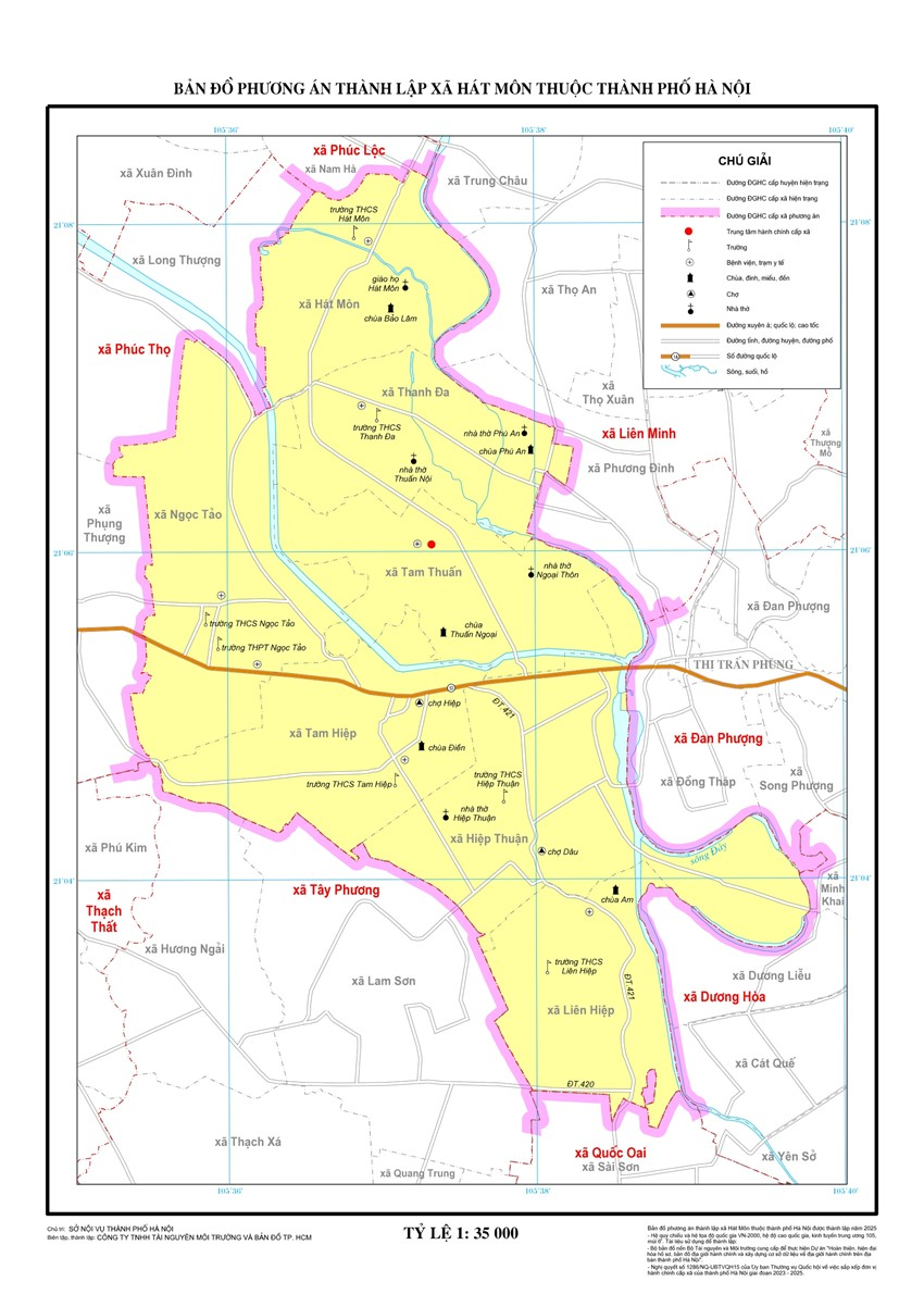Hình ảnh bản đồ xã Hát Môn mới