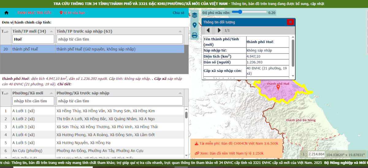 Bản đồ hành chính Thành phố Huế trực thuộc Trung ương sau quy hoạch 2025