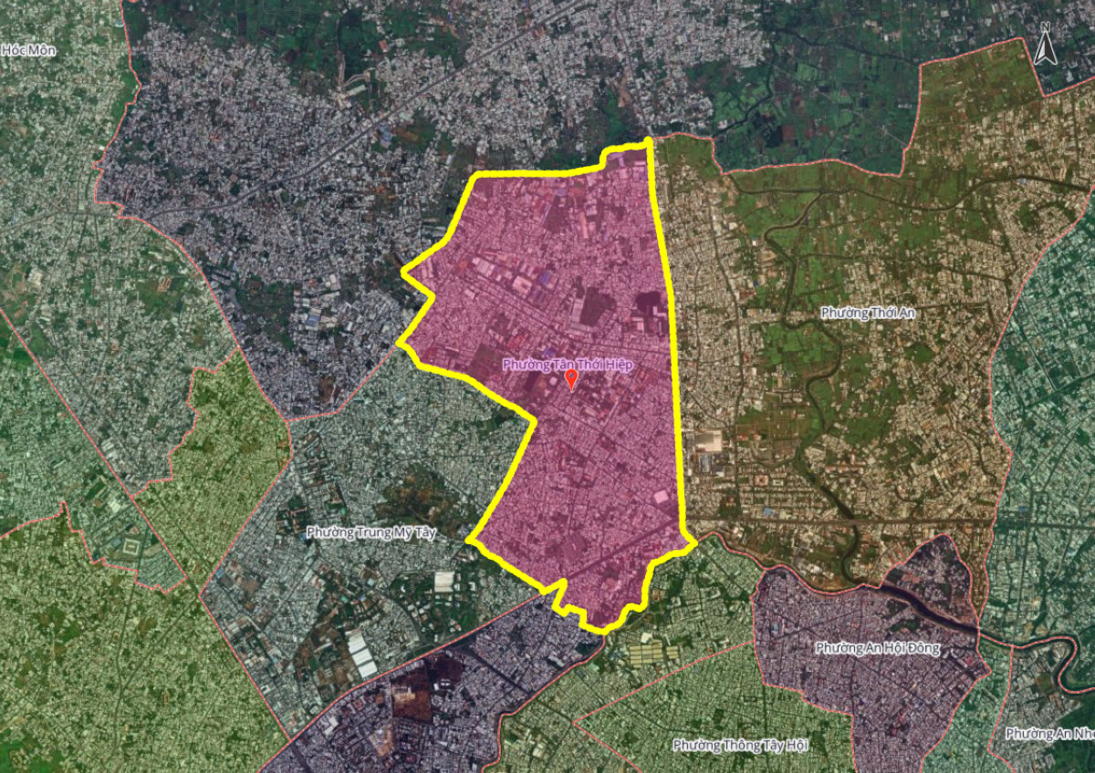Sơ đồ sáp nhập phường Hiệp Thành và Tân Thới Hiệp thành phường Tân Thới Hiệp mới