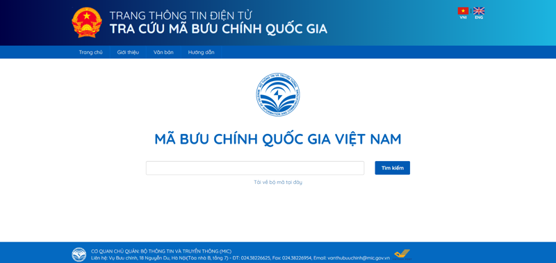 Truy cập vào website Mã bưu chính và gõ địa chỉ cần tra