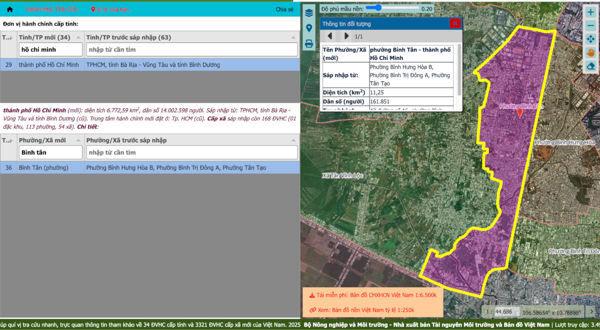 Tra cứu thông tin phường Bình Trị Đông A sau sáp nhập trên bản đồ số