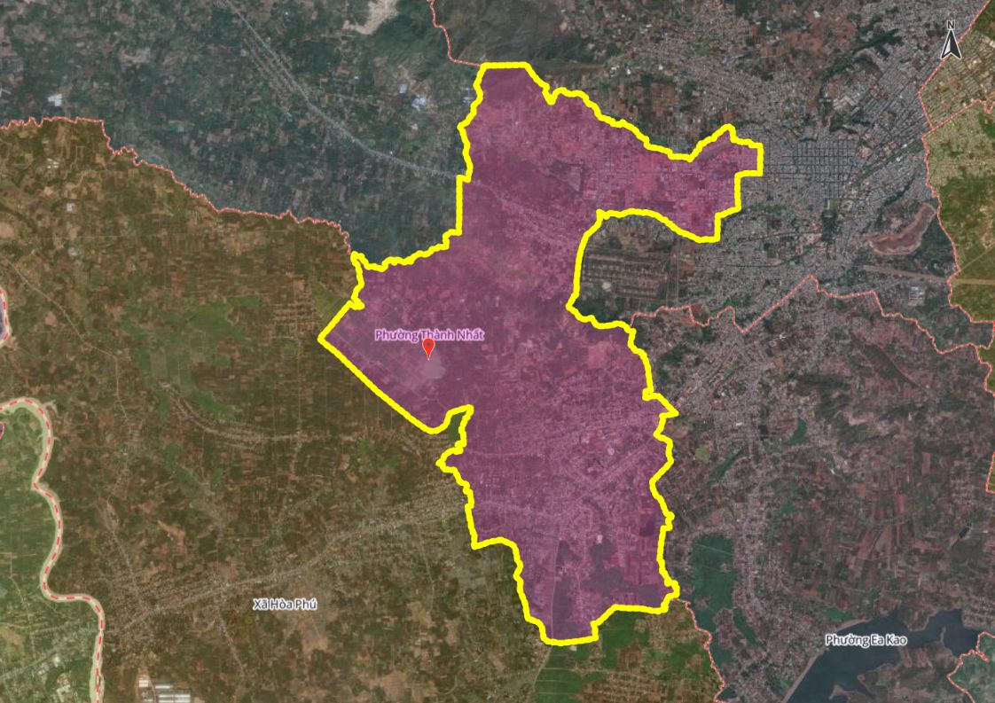 Hình ảnh bản đồ phường Thành Nhất mới