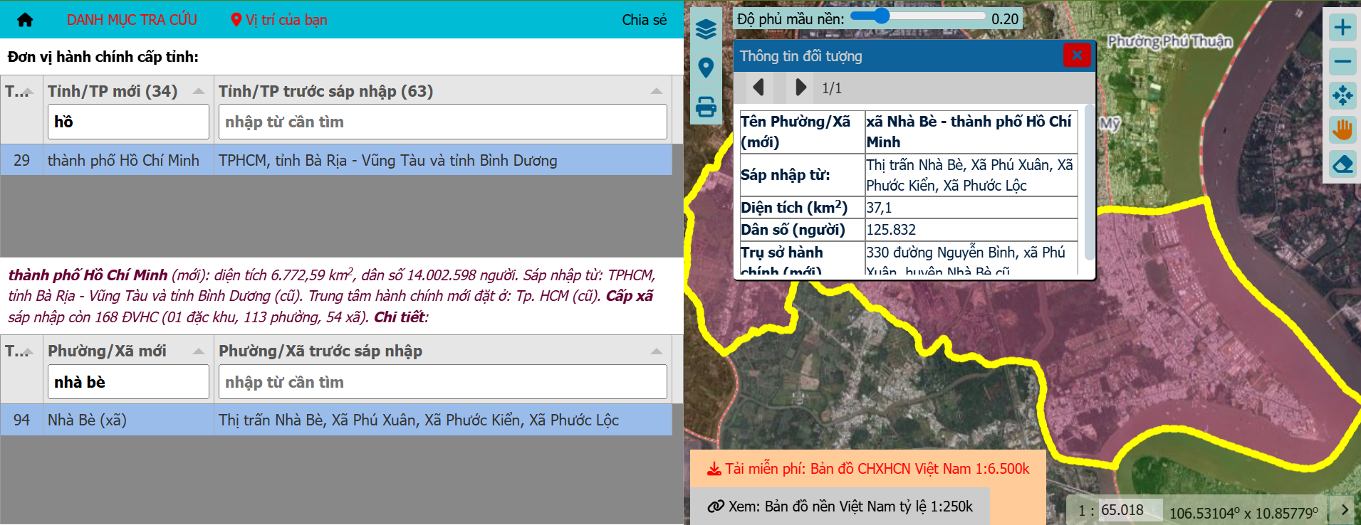 Hình ảnh Tra cứu thông tin xã Phước Kiển sau sáp nhập trên bản đồ số