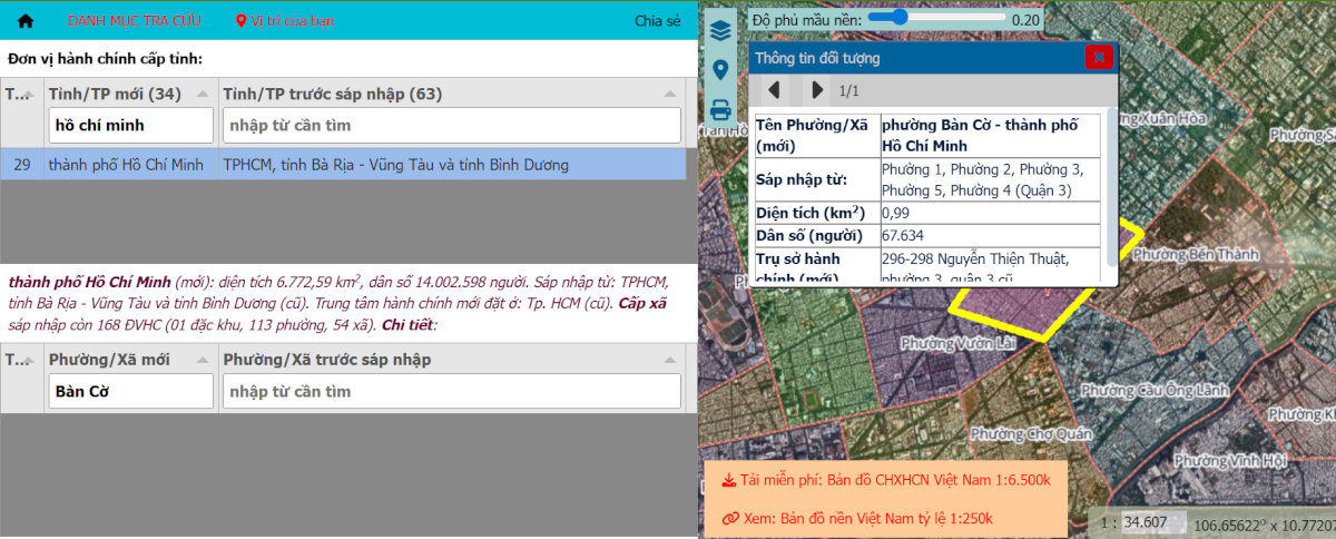Tra cứu thông tin phường Bàn Cờ sau sáp nhập trên bản đồ số