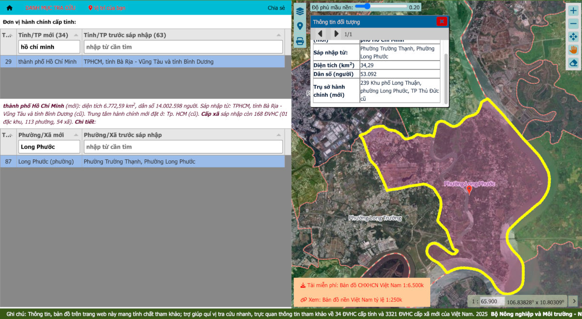 Tra cứu thông tin phường Trường Thạnh sau sáp nhập trên bản đồ số