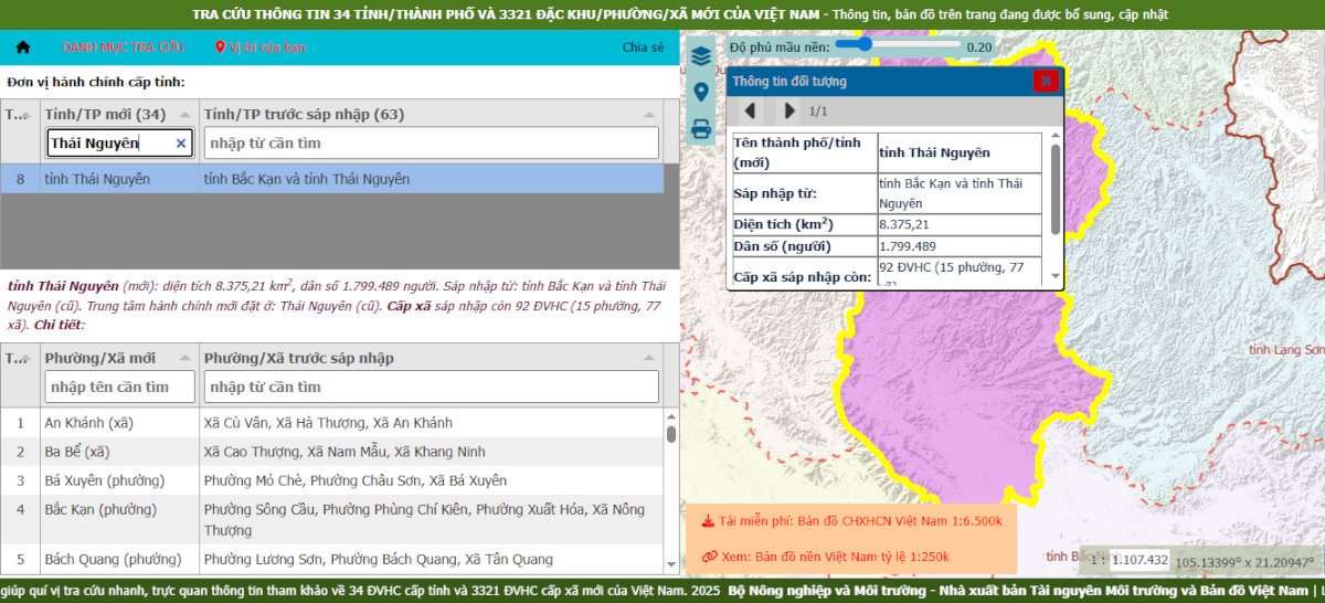 Tra cứu thông tin xã phường Thái Nguyên sau sáp nhập trên bản đồ số