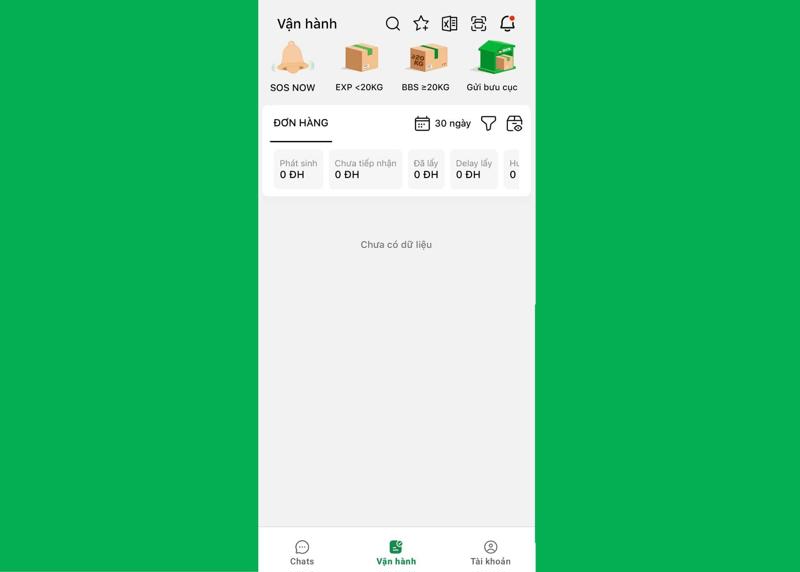 Trên giao diện chính app GHTK, shop hãy chọn dịch vụ phù hợp