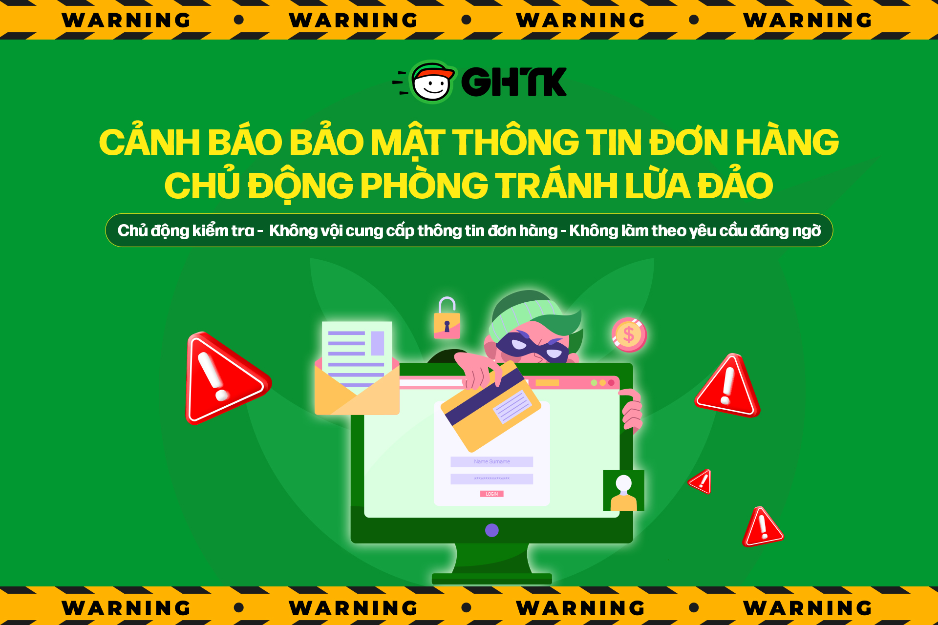 CẢNH BÁO BẢO MẬT THÔNG TIN ĐƠN HÀNG, CHỦ ĐỘNG PHÒNG TRÁNH LỪA ĐẢO 