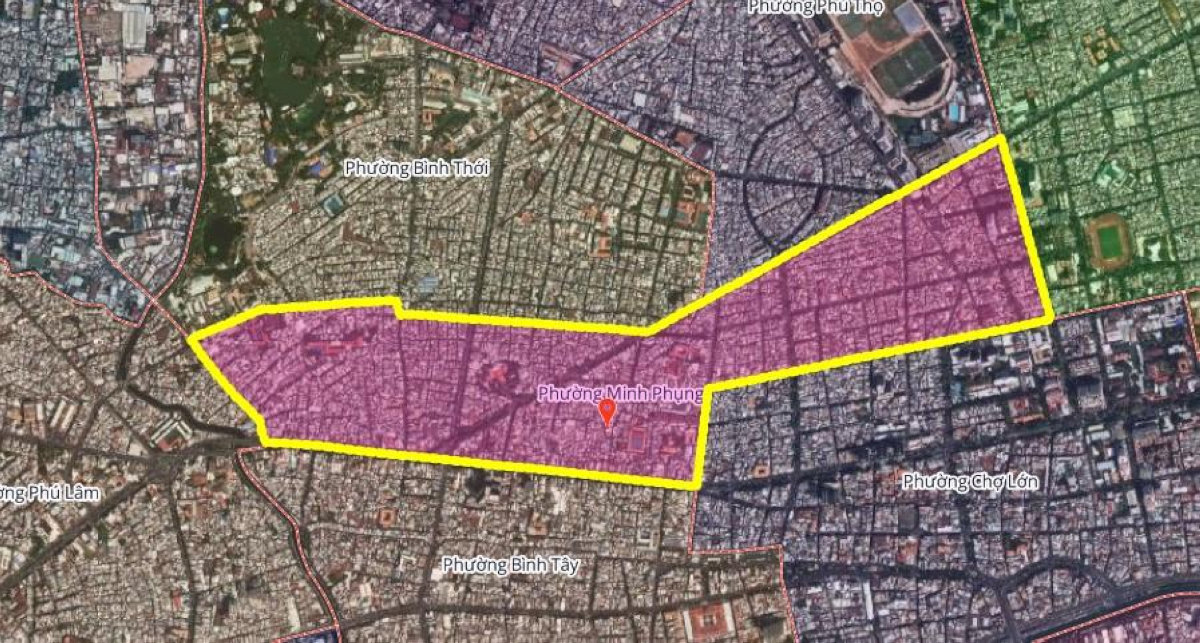 Sơ đồ sáp nhập phường 1, 4, 6, 7 và 16 thành phường Minh Phụng mới