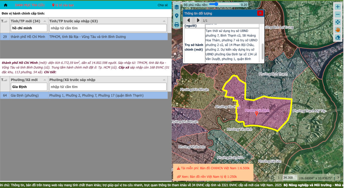 Tra cứu thông tin phường Gia Định sau sáp nhập trên bản đồ số