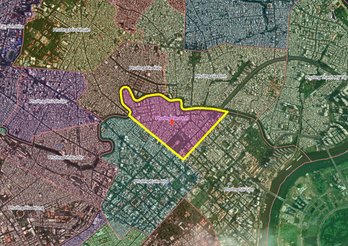 Sơ đồ sáp nhập phường Tân Định và Đa Kao thành phường Tân Định mới