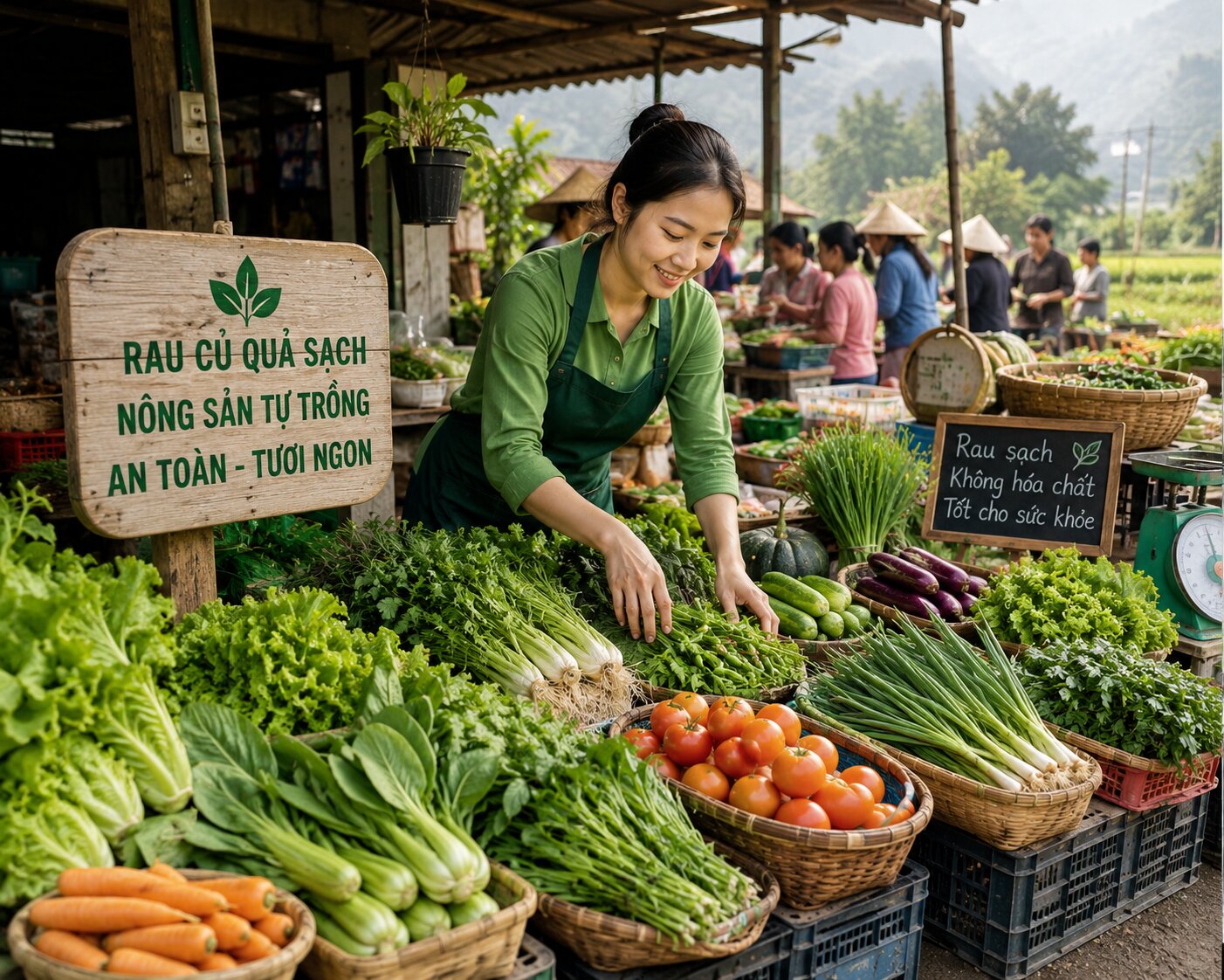 Mô hình bán rau củ quả sạch, nông sản tự trồng giúp tối ưu chi phí và đáp ứng xu hướng tiêu dùng an toàn hiện nay.