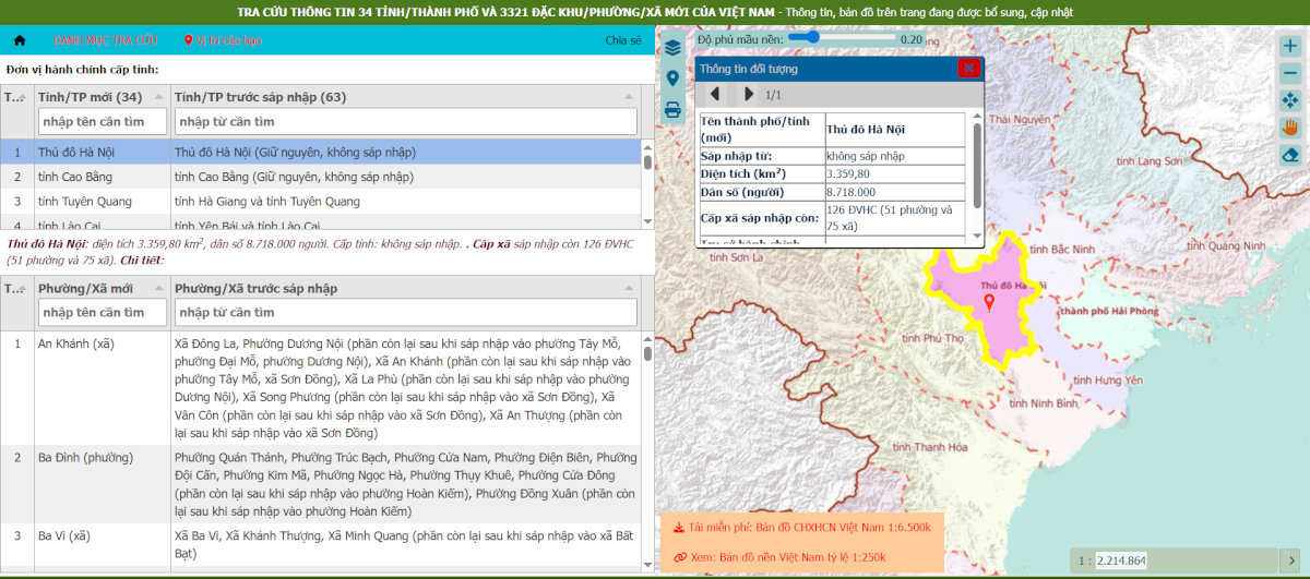 Tra cứu thông tin xã phường sau sáp nhập dễ dàng trên bản đồ số