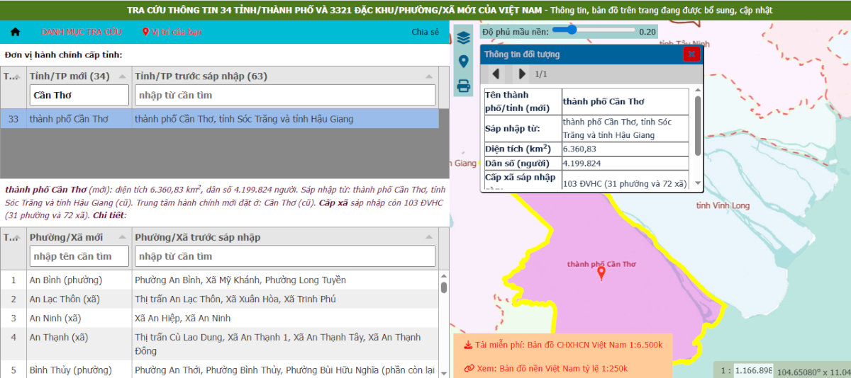 Tra cứu thông tin xã phường sau sáp nhập dễ dàng trên bản đồ số