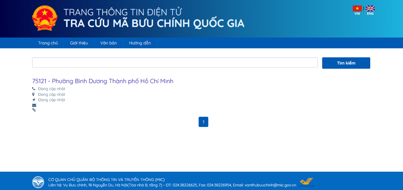Tra cứu mã bưu chính Bình Dương sau sáp nhập trang TTĐT bưu chính quốc gia