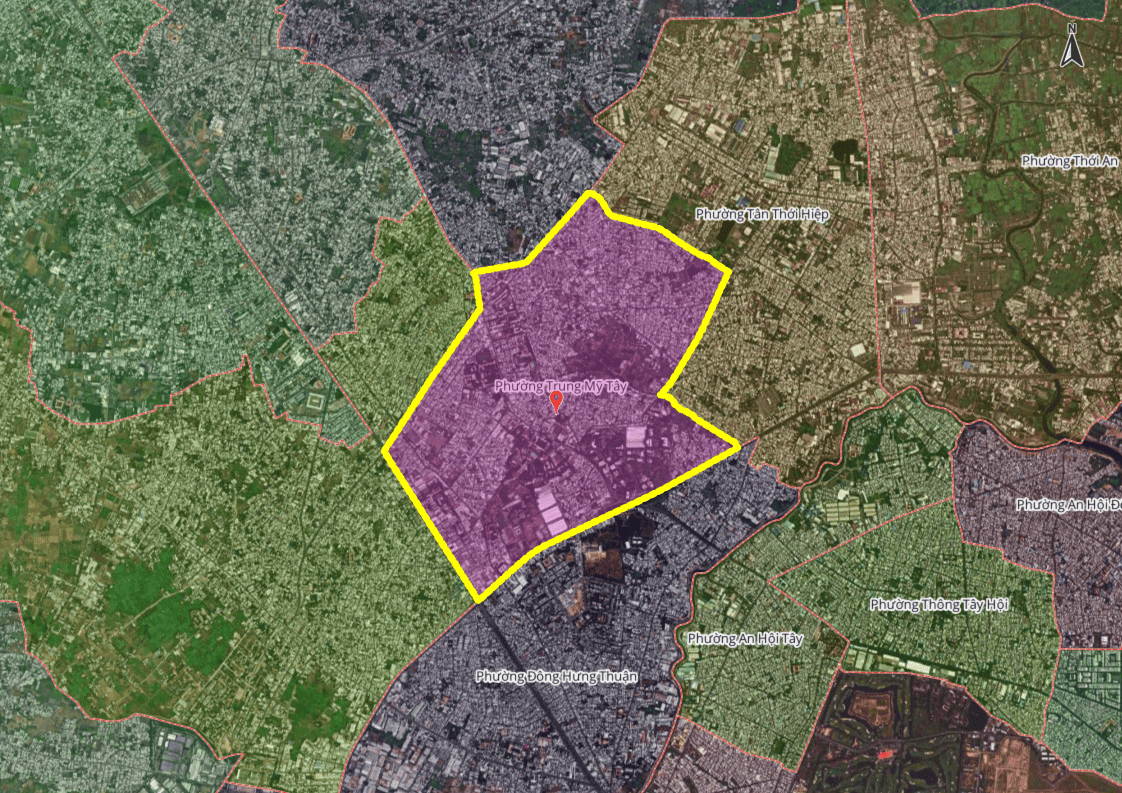 Sơ đồ sáp nhập phường Tân Chánh Hiệp và Trung Mỹ Tây thành phường Trung Mỹ Tây mới