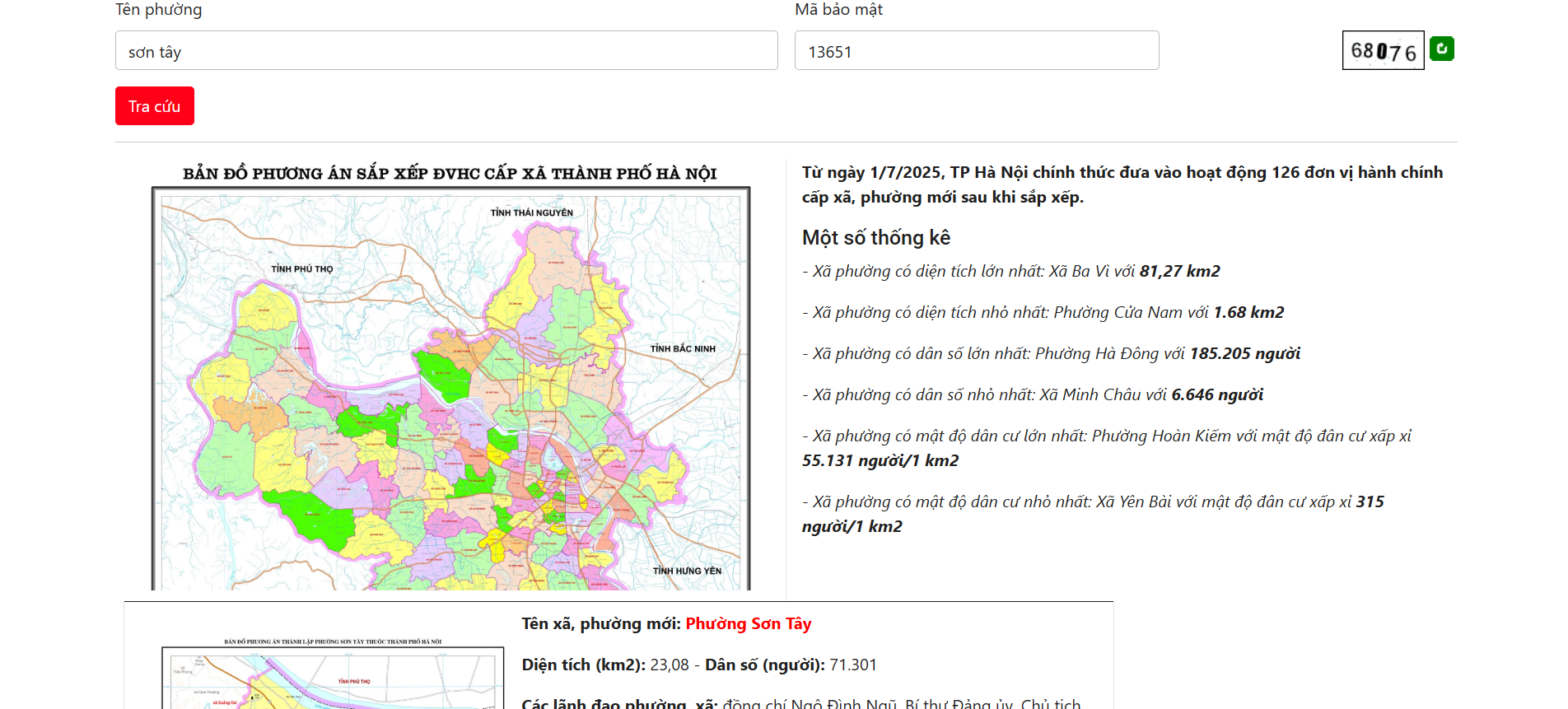 Cách tra cứu bản đồ minh họa khu vực thị xã Sơn Tây