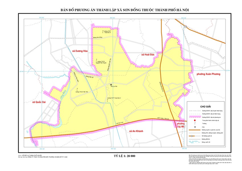 Bản đồ của xã Sơn Đồng sau sáp nhập tháng 7/2025
