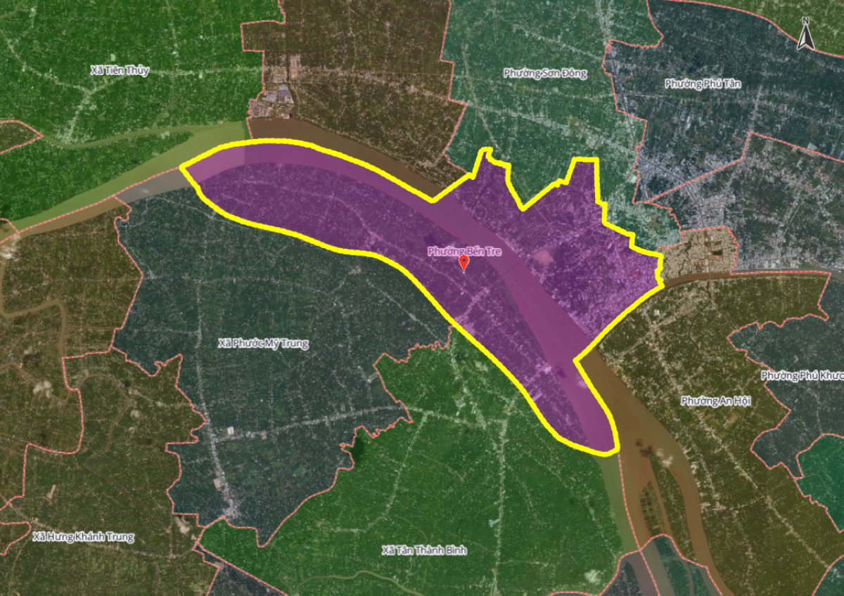 Hình ảnh bản đồ phường Bến Tre mới