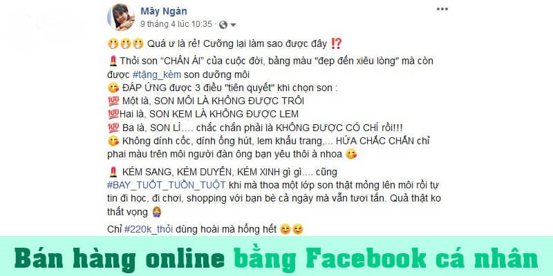 Mẫu bài đăng bán hàng online bán son ngắn gọn nhưng hấp dẫn