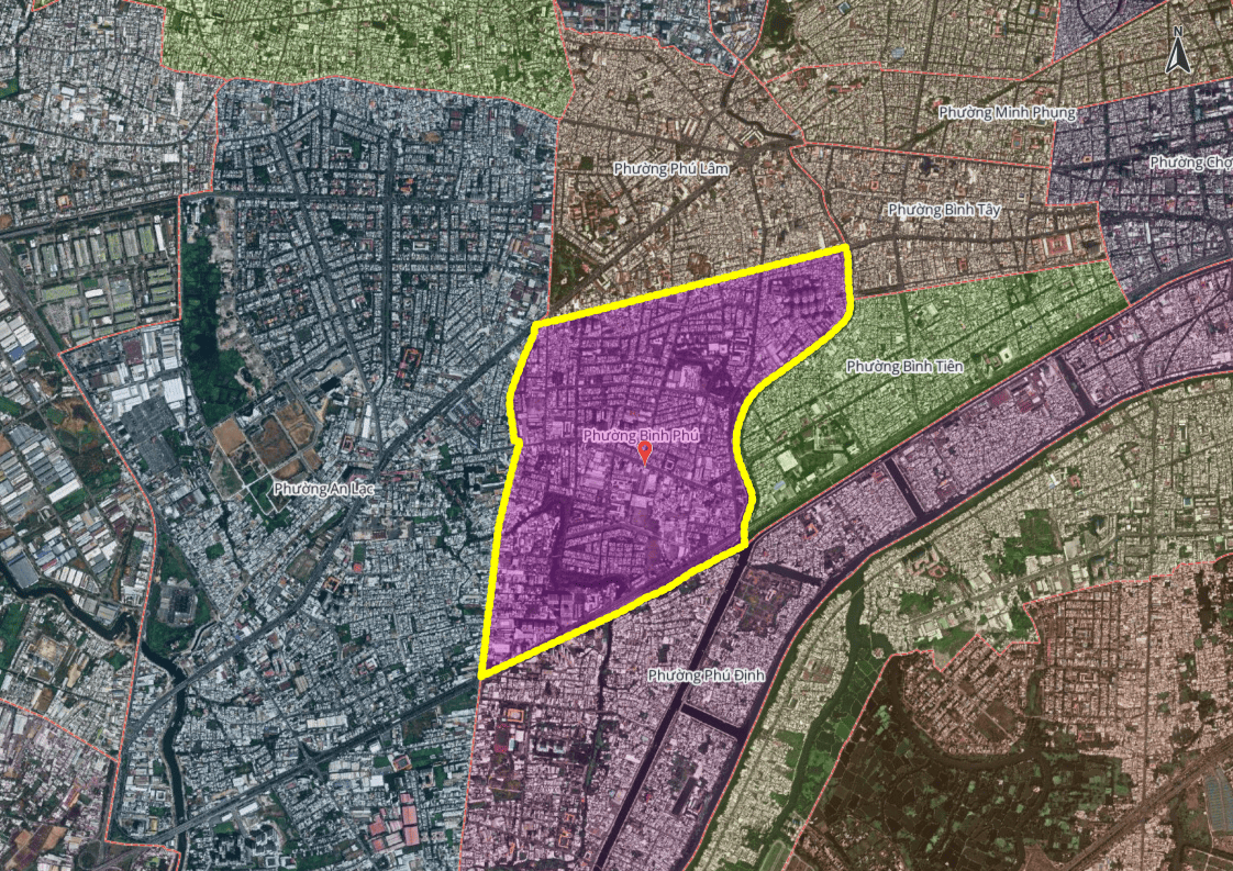 Sơ đồ sáp nhập Phường 10, 11 và một phần Phường 16 thành phường Bình Phú