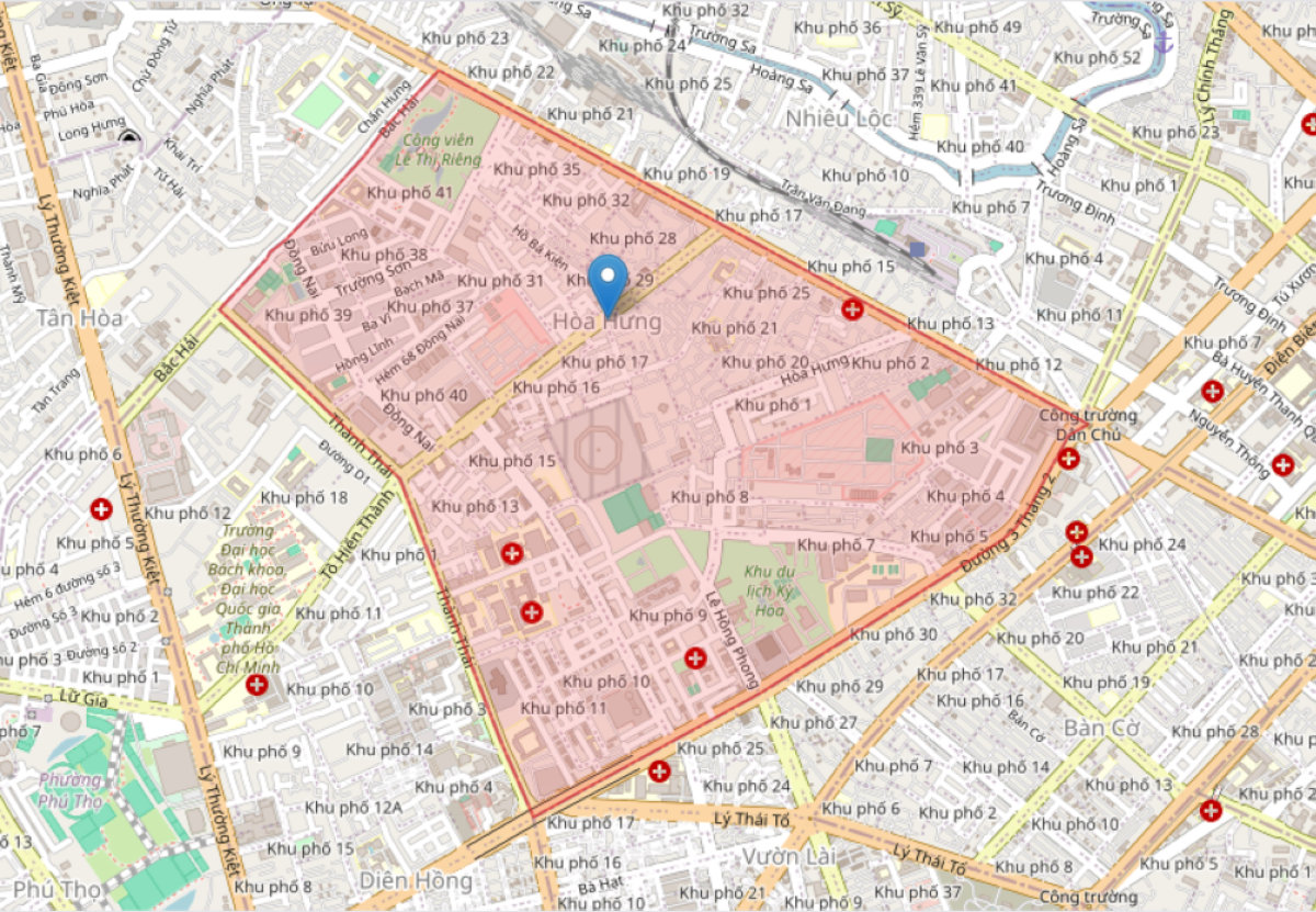 Hình ảnh bản đồ Phường Hòa Hưng sau sáp nhập phường 12, phường 13, phường 15 và một phần diện tích phường 14 cũ
