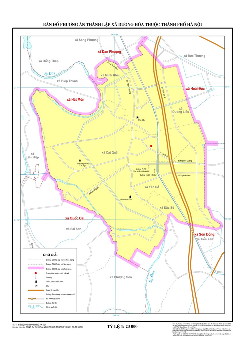 Bản đồ của xã Dương Hoà sau sáp nhập tháng 7/2025
