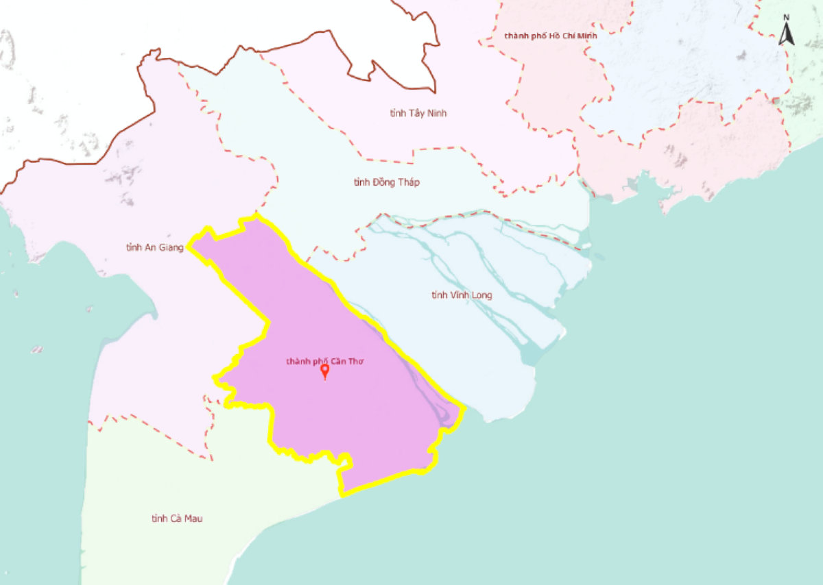 Bản đồ hành chính thành phố Cần Thơ mới sau khi sáp nhập Sóc Trăng và Hậu Giang