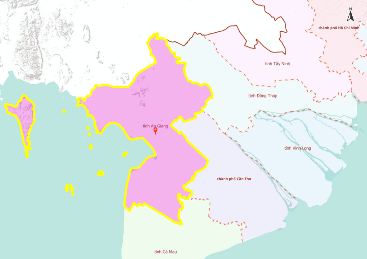 Bản đồ tỉnh An Giang mới sau khi hoàn tất sáp nhập tỉnh Kiên Giang