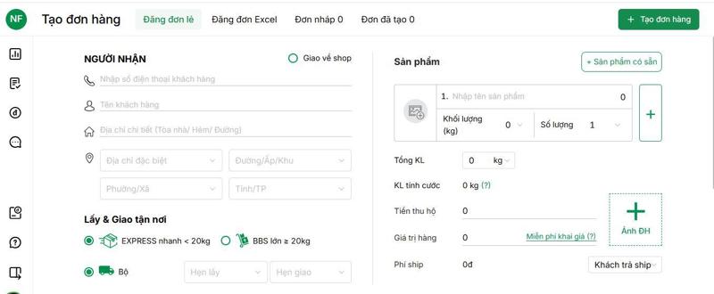 Shop cũng có thể dễ dàng tạo đơn trên website GHTK