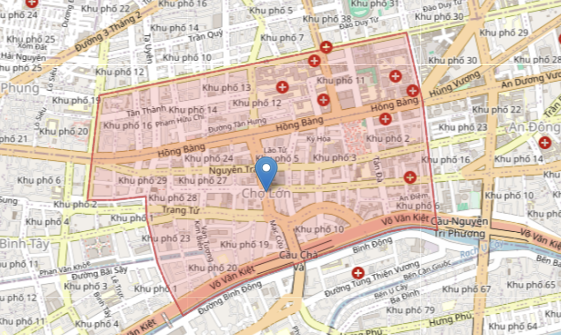 Hình ảnh bản đồ phường Chợ Lớn mới được tách ra từ Quận 5 cũ