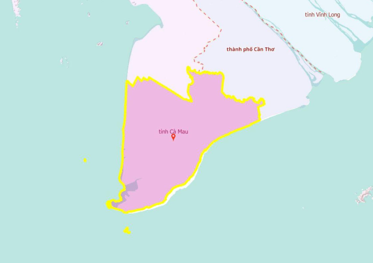 Bản đồ tỉnh Cà Mau mới sau khi hoàn tất sáp nhập tỉnh Bạc Liêu