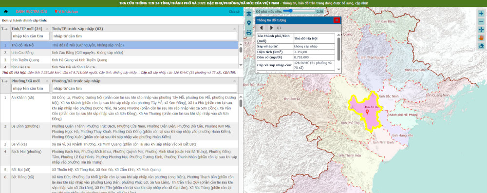 Tra cứu địa chỉ quận Bắc Từ Liêm (cũ) dễ dàng trên sapnhap.bando.com.vn