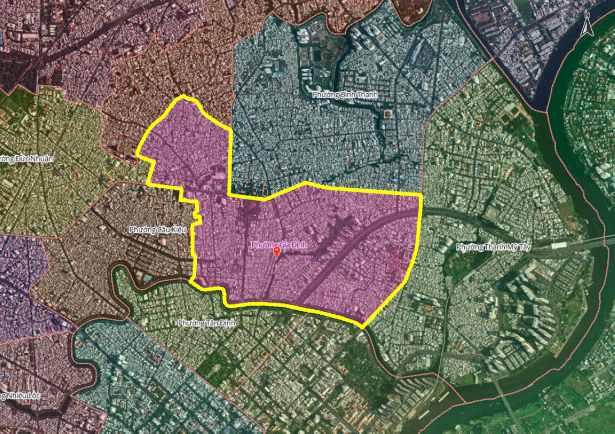 Sơ đồ sáp nhập Phường 1, 2, 7, 17 thành phường Gia Định mới