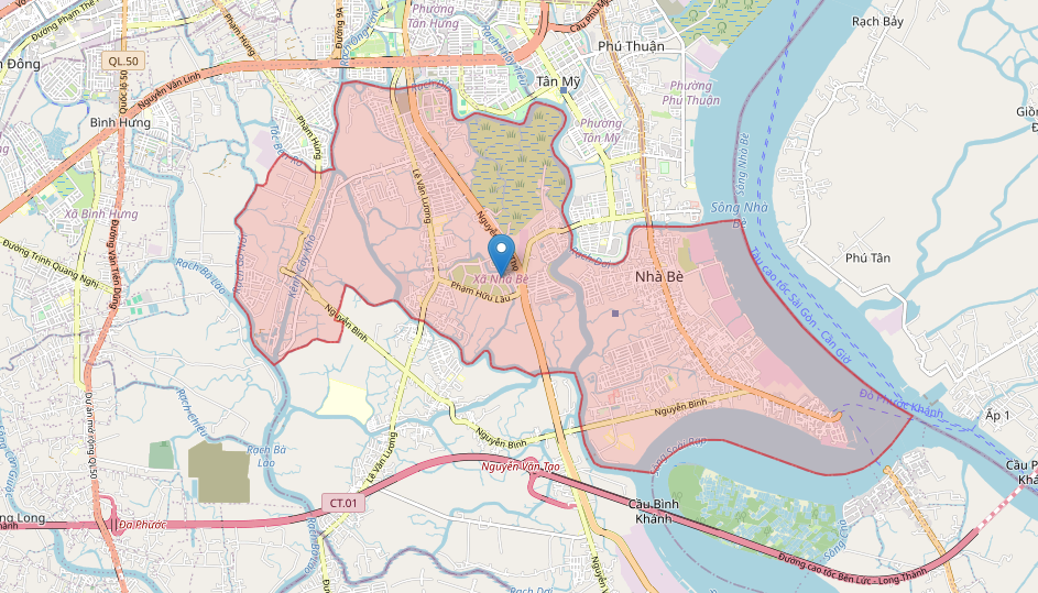 Hình ảnh bản đồ xã Nhà Bè mới sau sáp nhập