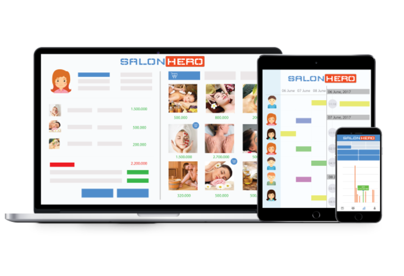 Giao diện đặt lịch và quản lý khách hàng trên phần mềm SalonHero