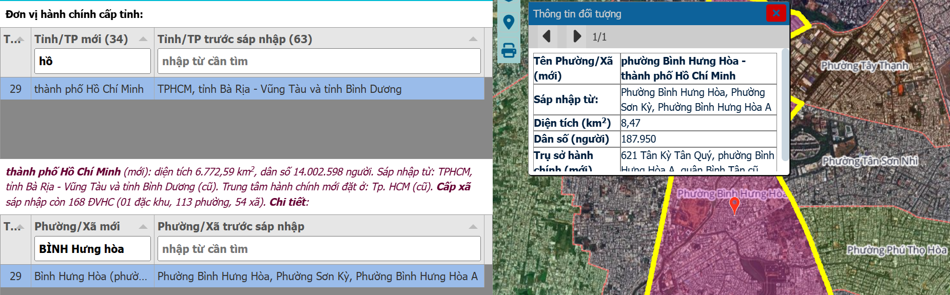 Hình ảnh Tra cứu thông tin phường Bình Hưng Hòa sau sáp nhập trên bản đồ số