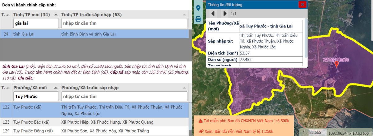 Tra cứu thông tin xã Tuy Phước mới sau sáp nhập trên bản đồ số