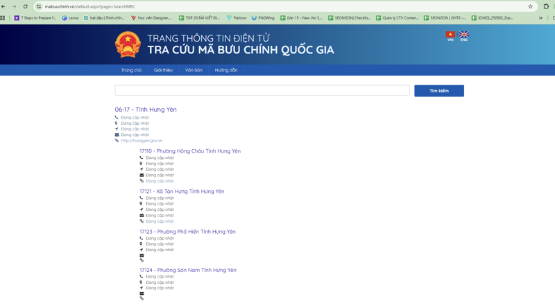 Truy cập trang web https://mabuuchinh.vn/ và điền thông tin địa chỉ cần tra cứu mã zip